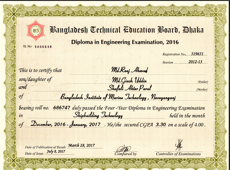 Diploma Certificate